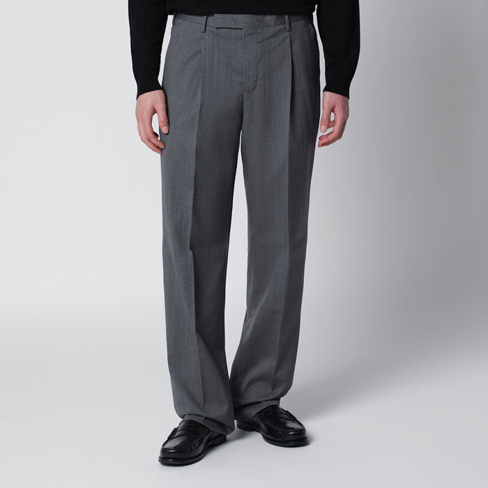 Pt Torino Grey Pants In Virgin Wool