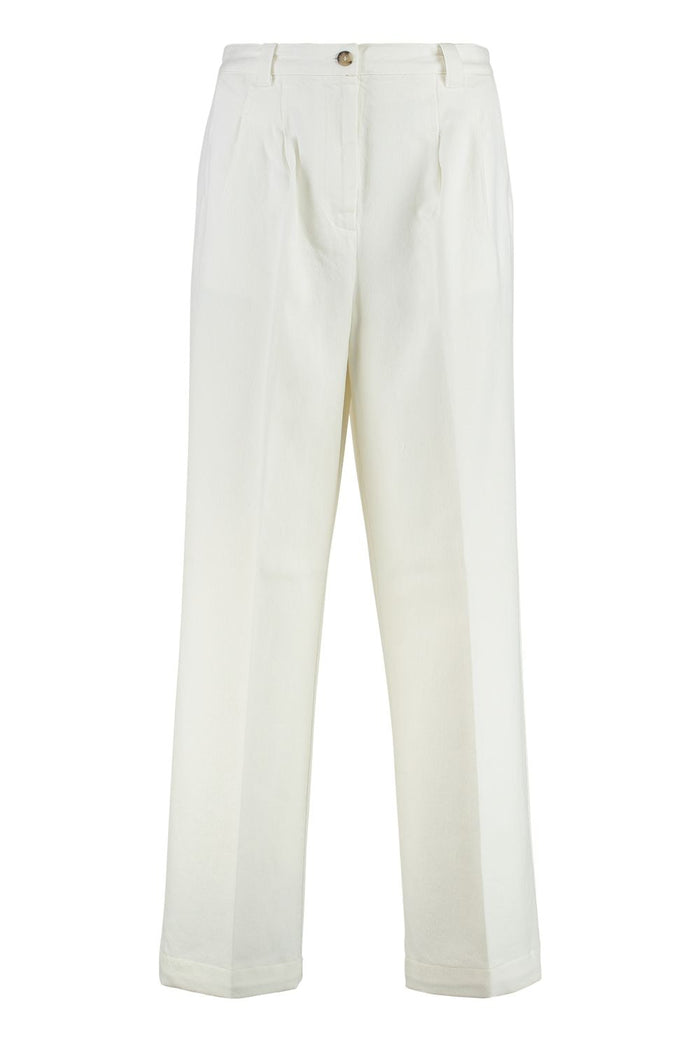 A.p.c. Tressie Cotton Blend Wide Leg Trousers