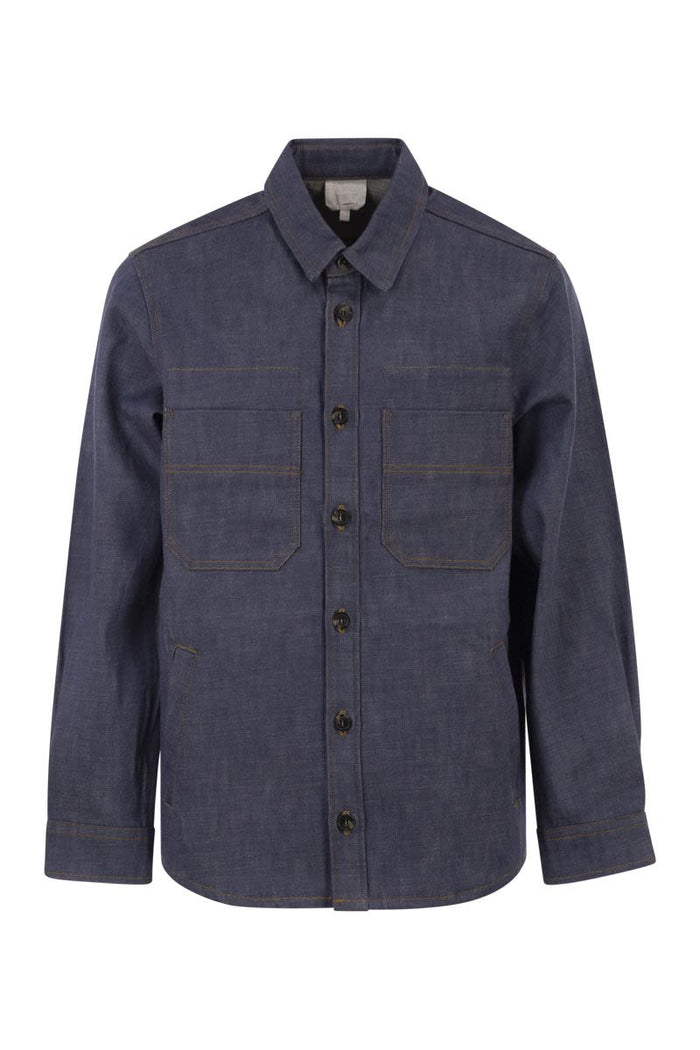 A.p.c. Cotton Denim Shirt With Patch Pockets