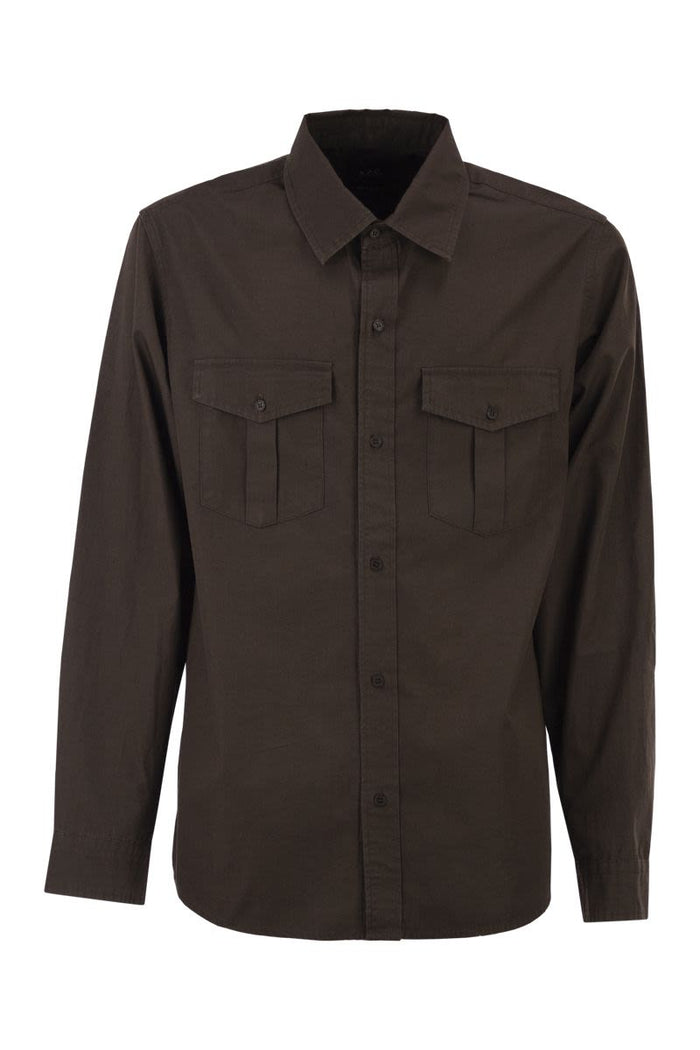 A.p.c. Cotton Utility Shirt With Patch Pockets