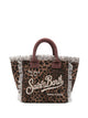 Mc2 Saint Barth Colette Leopard Canvas Tote Bag With Fringes