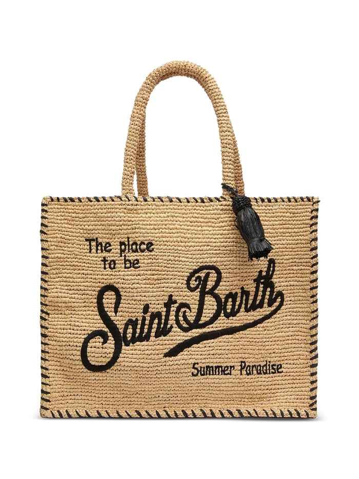 Mc2 Saint Barth Colette Raffia Bag With Embroidered Logo