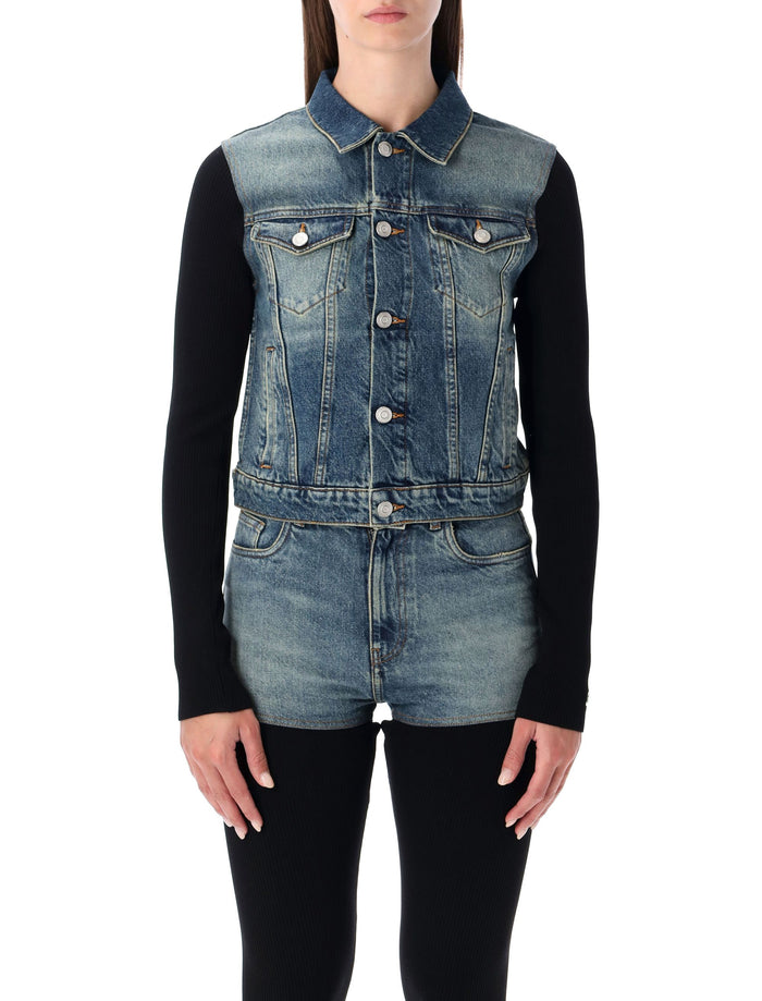 Coperni Hybrid Rib Knit And Denim Trompe-L’œil Jacket Coperni