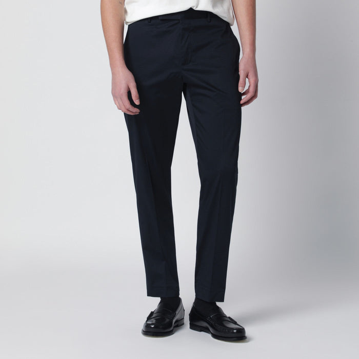 Pt Torino Blue Cotton-Blend Trousers