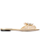 Dolce & Gabbana Rainbow Slides In Gold Lurex Lace With Brooch