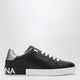 Dolce & Gabbana Portofino Classic Leather Sneakers In Black And Silver