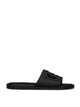 Dolce & Gabbana Black Embossed Logo Sandals