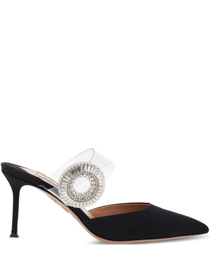 Aquazzura 75Mm Crystal Hoop Pointed Toe Mules