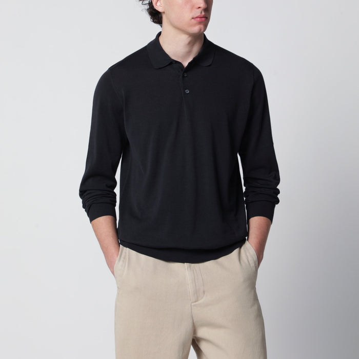 Drumohr Navy Blue Cotton Polo Shirt