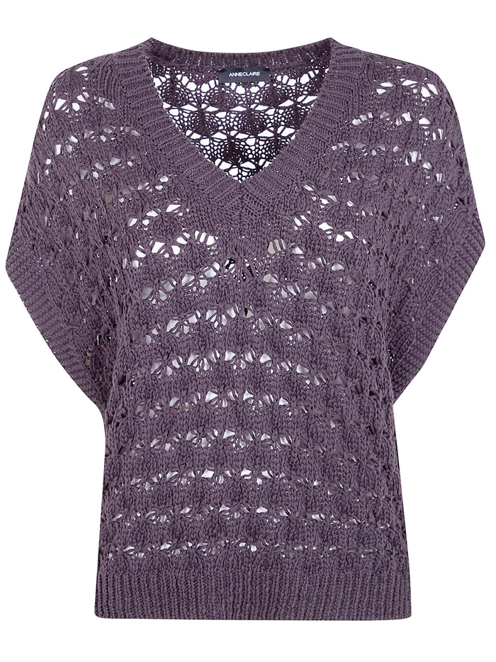 Anneclaire Short Sleeves V Neck Sweater