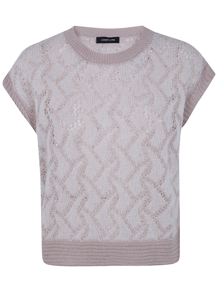 Anneclaire Short Sleeves Round Neck Sweater