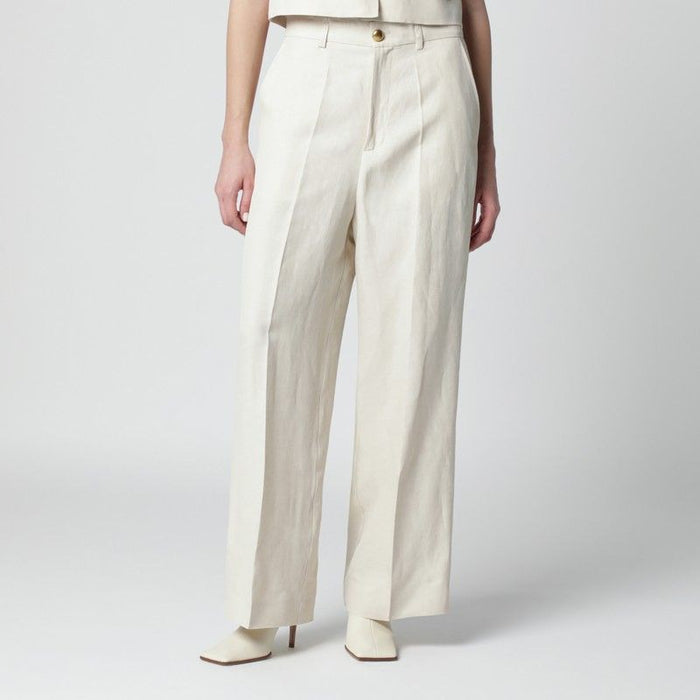 Parosh Sandcolored Linenblend Trousers