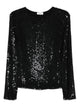 Parosh Black Sequin Long Sleeve Top