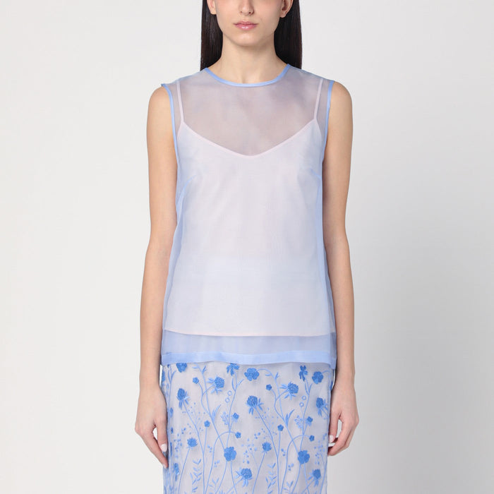P.a.r.o.s.h. Sky Blue Tank Top In Silk