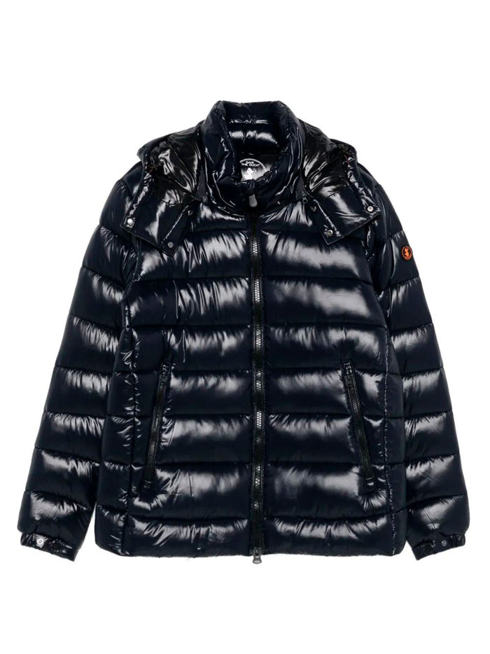 Save The Duck Florian Down Jacket With Lacquered Finish And Removable Hood