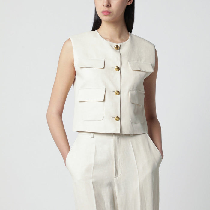 P.a.r.o.s.h. Sand-Colored Linen-Blend Waistcoat