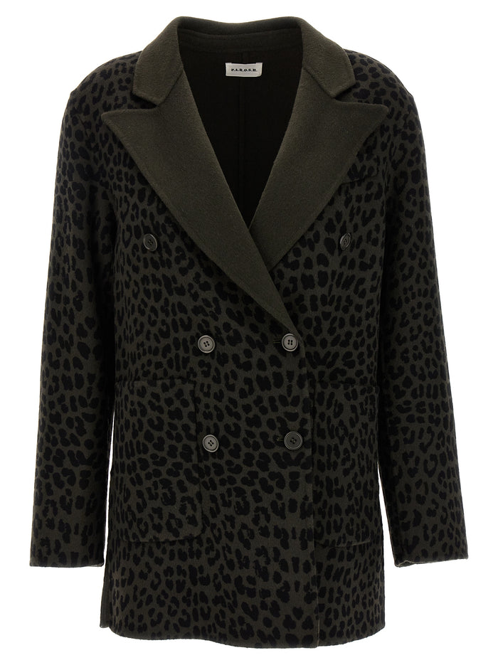 P.a.r.o.s.h. Animal Print Double-Breasted Blazer