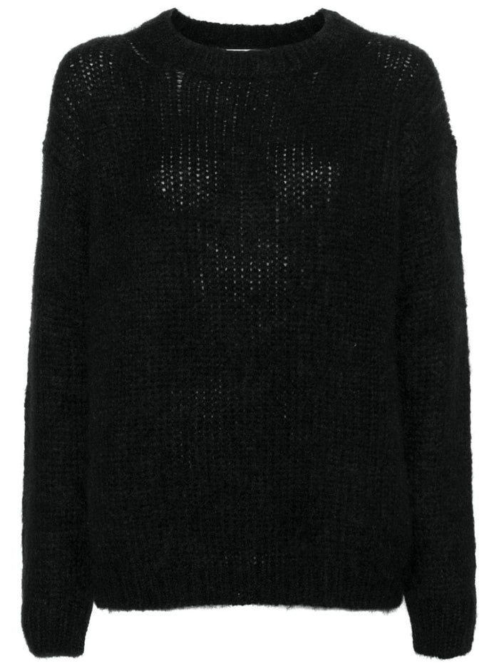 Parosh Black Mohair Blend Crew Neck Sweater