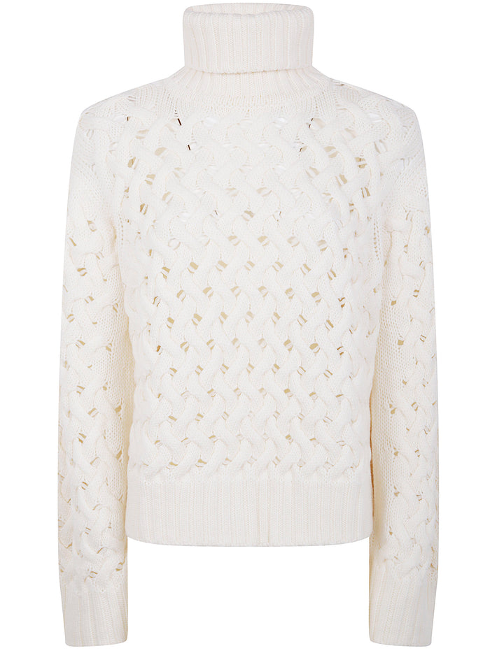 Parosh Turtle Neck Basket Stitch Sweater