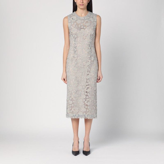Parosh  Light Grey Lace Midi Dress