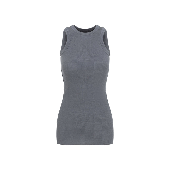 Phoebe Philo Fog Grey Wool Ribbed Tank Top