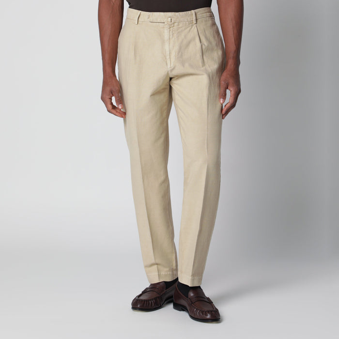 Santaniello Écru Trousers In Cotton And Linen