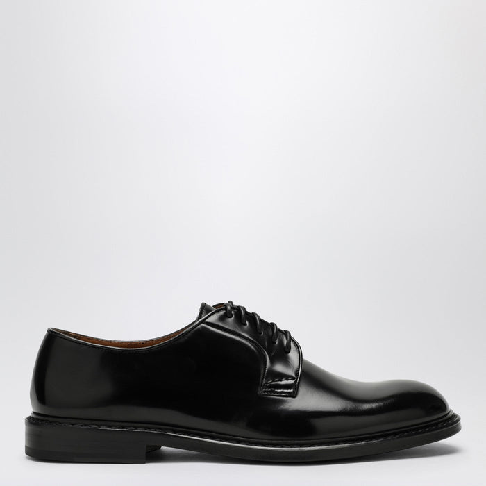 Doucal's Low Black Leather Lace-Up