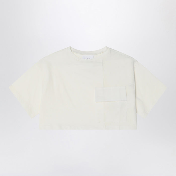 Douuod Ivory Cropped T-Shirt In Cotton