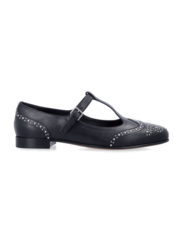 Church's Opal Black Flat Shoe With Silver Studs