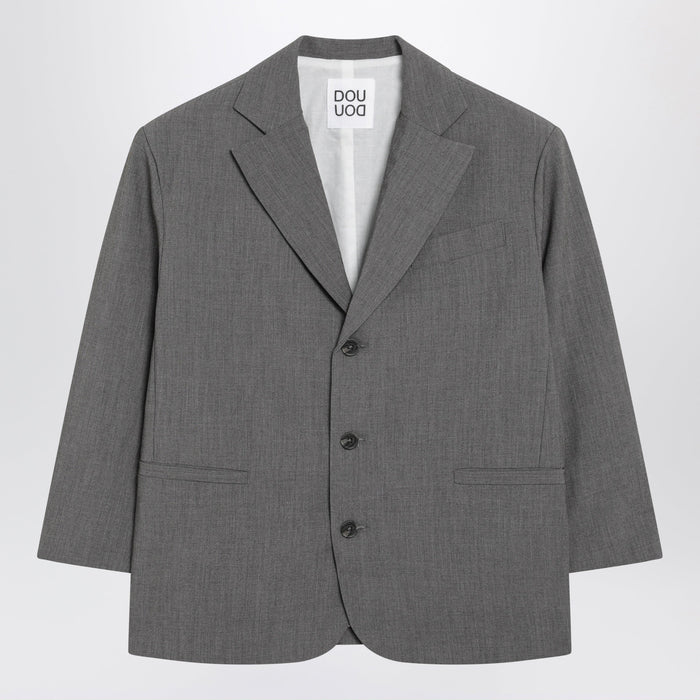 Douuod Grey Single-Breasted Jacket