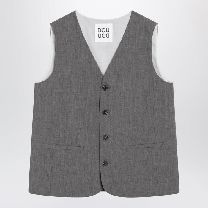 Douuod Grey Single-Breasted Vest