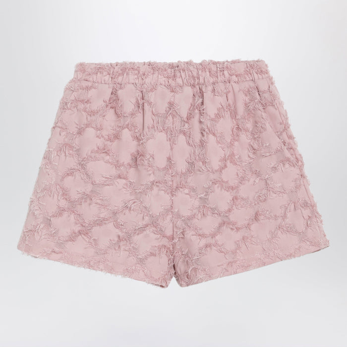 Douuod Pink Patterned Shorts With Fringes