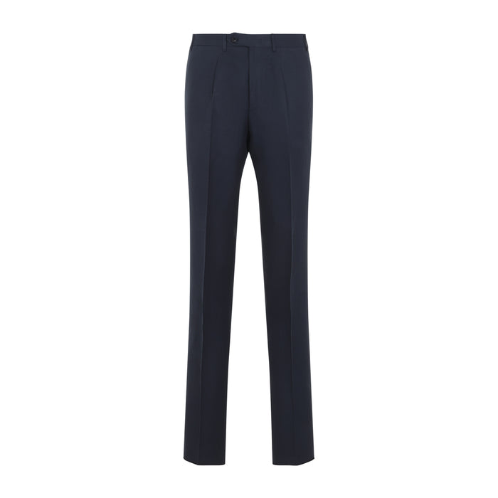 Canali Navy Blue Linen Pants