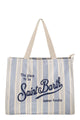 Mc2 Saint Barth Striped Canvas Tote Bag With Embroidered Logo