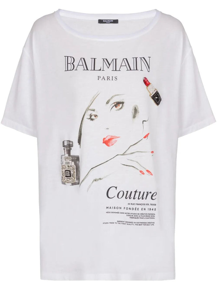Balmain Beauty Print Embroidery Patches T-Shirt