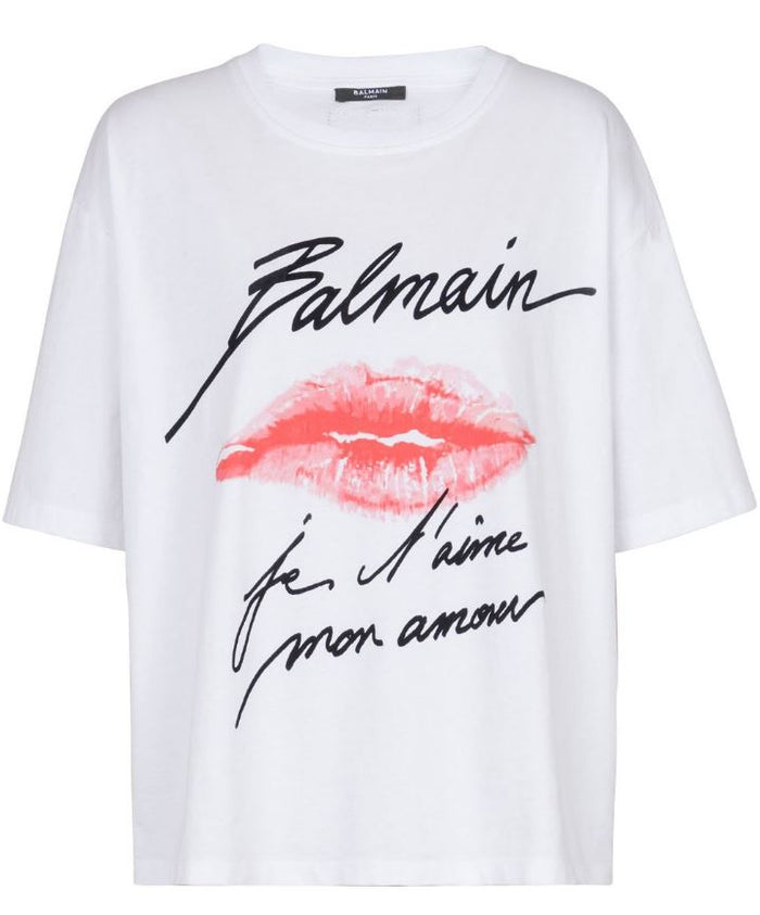 Balmain Women White Cotton T-Shirt