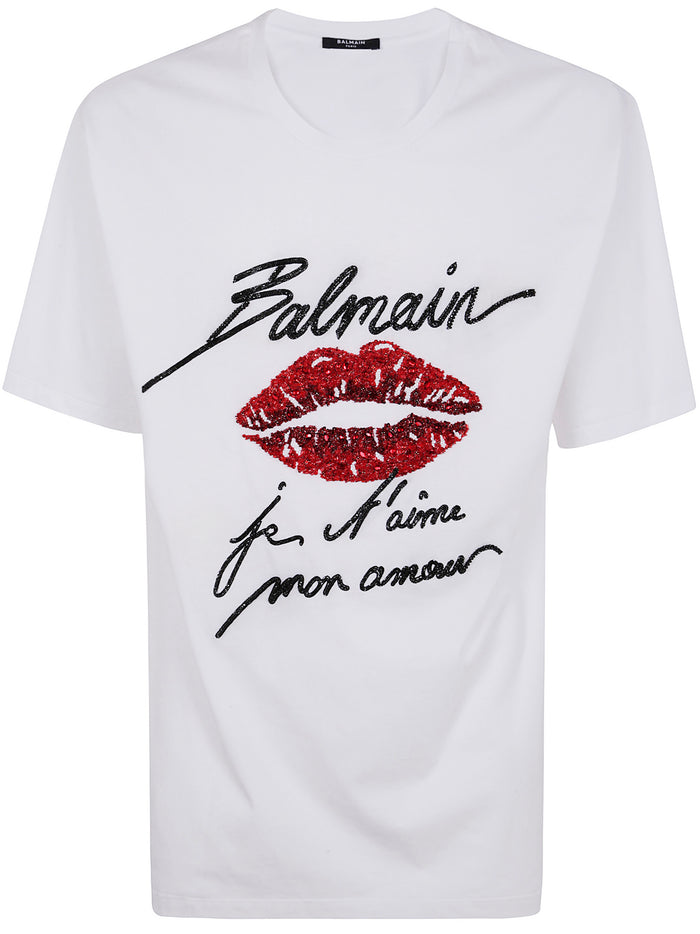 Balmain & Lips Embroid T-Shirt - Reg Fit