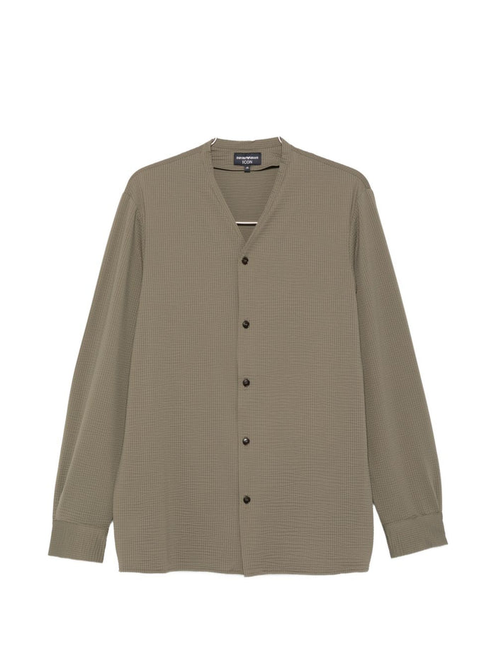 Emporio Armani Textured Buttoned V-Neck