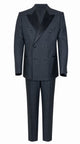 Giorgio Armani Navy Blue Cotton Double-Breasted Suit Dresses