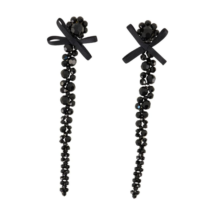 Simone Rocha Petite Bow Drip Earrings -  - Crystal - Black