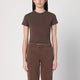 Entire Studios Brown Cropped Tshirt In Cotton