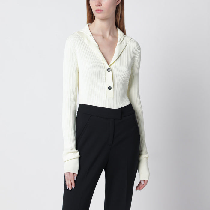 Entire Studios White High-Neck Henley Top
