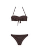 Emporio Armani Brown Jacquard-Logo Pattern Halterneck Rear Tie Fastening Bandeau Top Low-Rise Briefs Silver-Tone Logo Plaque Please Try This On Over Your Own Garments.