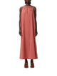 Emporio Armani Brick Orange Crinkled Finish Halterneck Sleeveless Gathered Detailing Rear Button Fastening A-Line