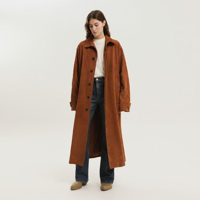 1989 Studio  Brown Corduroy Leather Mackintosh Coat