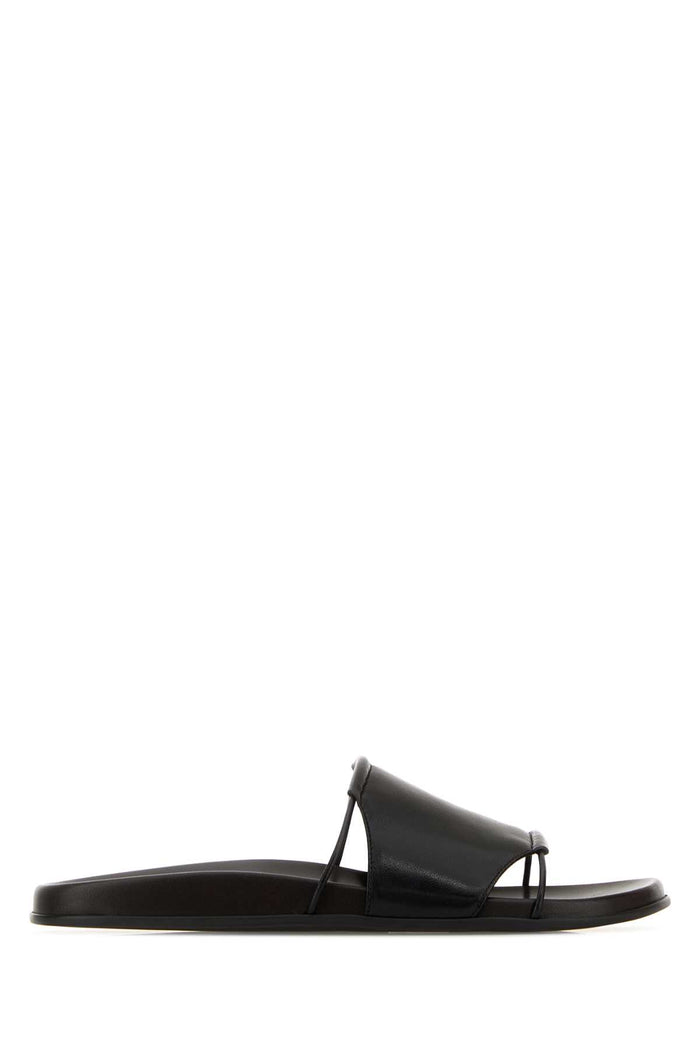 The Row Vivienne Slide Sandals In Black Nappa