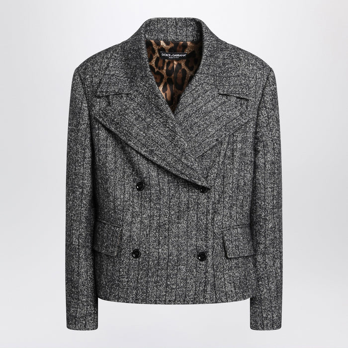 Dolce&Gabbana Dark Grey Short Oversized Striped Jacket