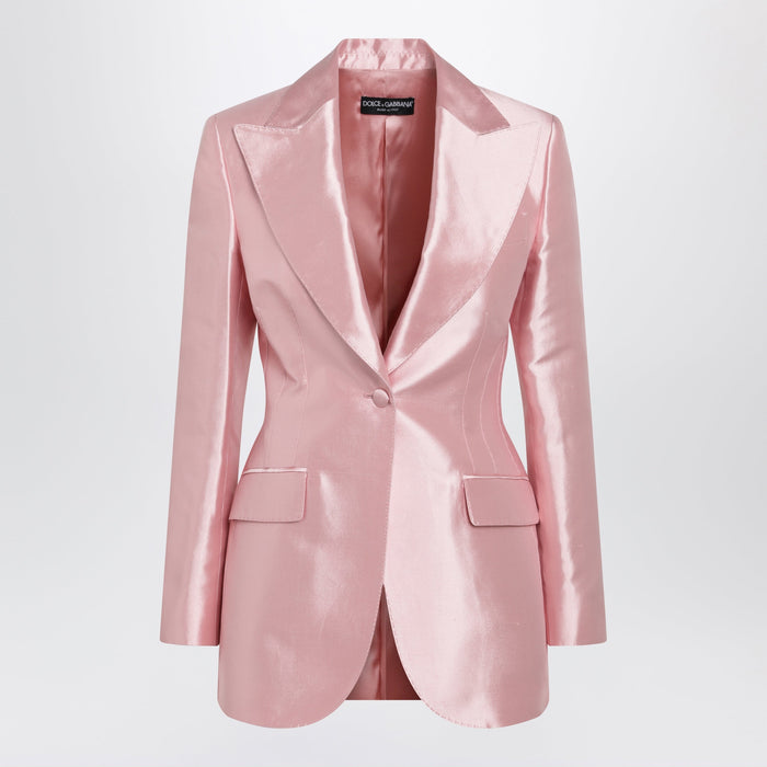 Dolce&Gabbana Single-Breasted Silk Shantung Blazer In Pink