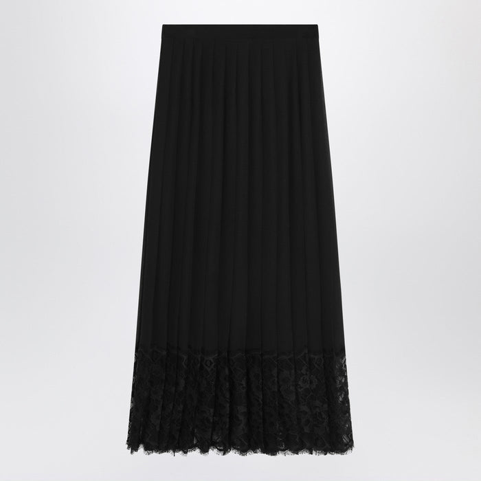 Dolce&Gabbana Gonna Midi In Chiffon And Black Lace