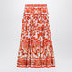 Dolce & Gabbana Long Maiolicaprint Cotton Poplin Skirt In Orange